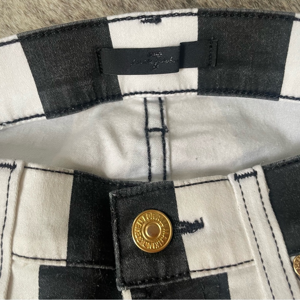 7 for all mankind black/white skinny jeans SZ25 NEW - Picture 3 of 6